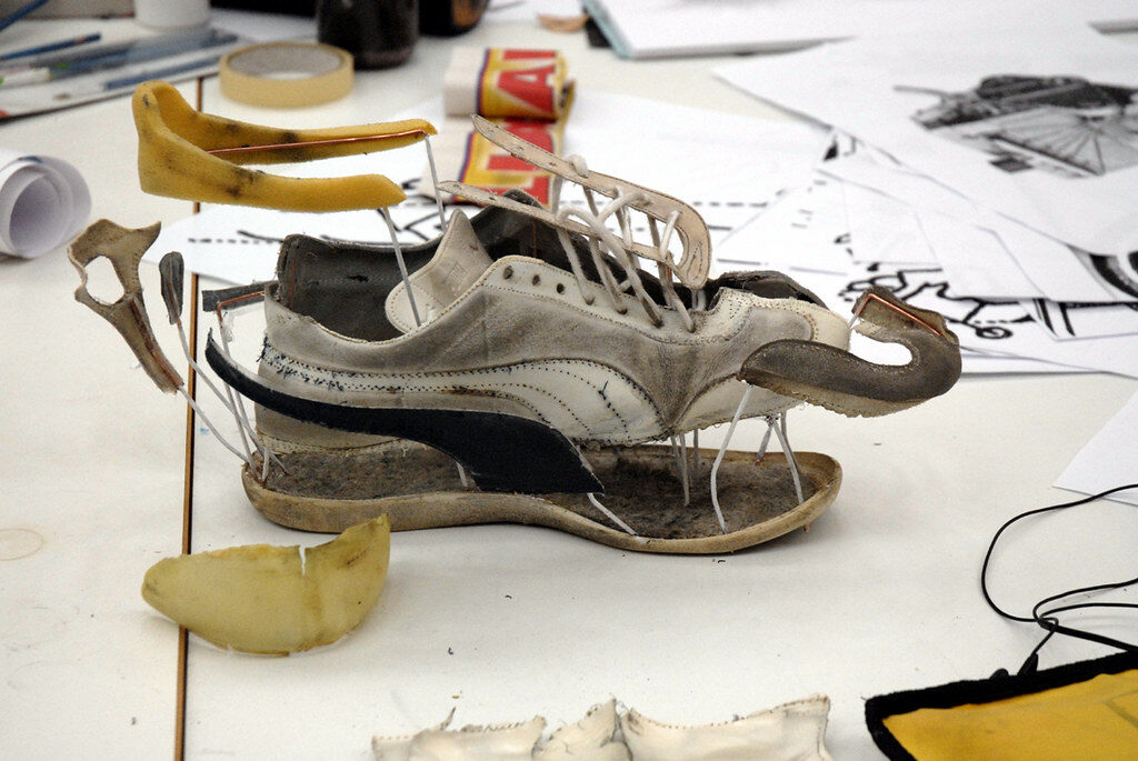 Student working in art studio